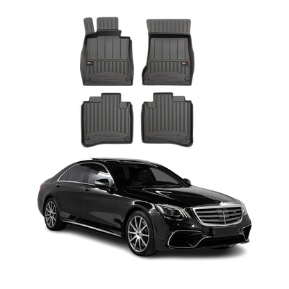 2014-2020 Mercedes S Class W222 Premium Floor Mats Liners Full Set All Weather Heavy Duty Black