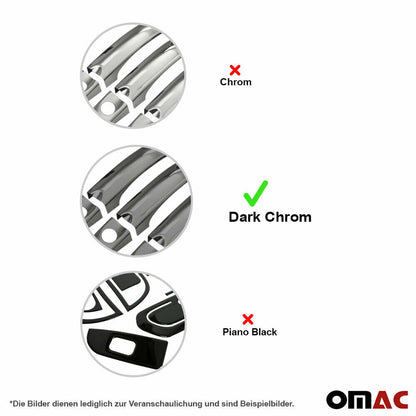 OMAC Front Bumper Grill Trim Molding for VW Caddy 2015-2020 Steel Dark 2 Pcs 7555081B