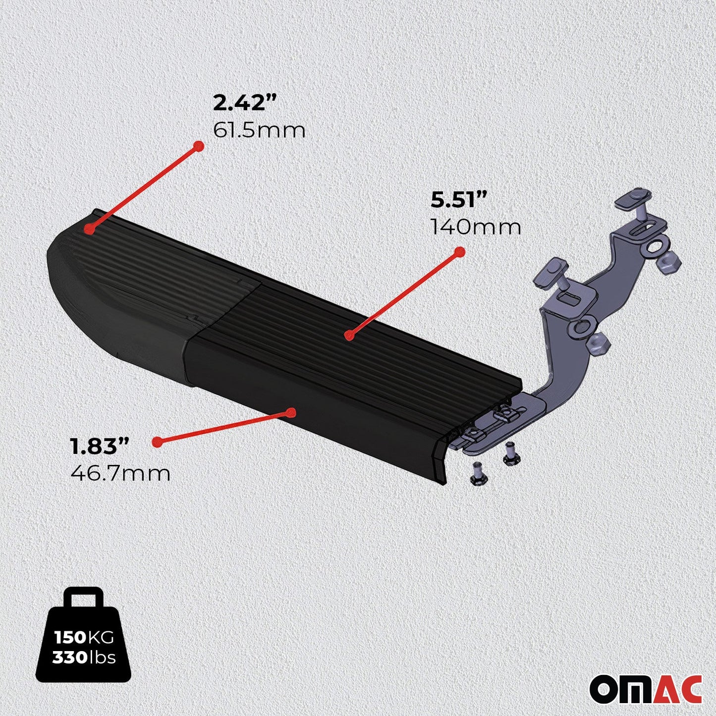 OMAC Alu Side Step Nerf Bars Running Board for Nissan Qashqai 2007-2014 Black 2Pcs 5007936PB