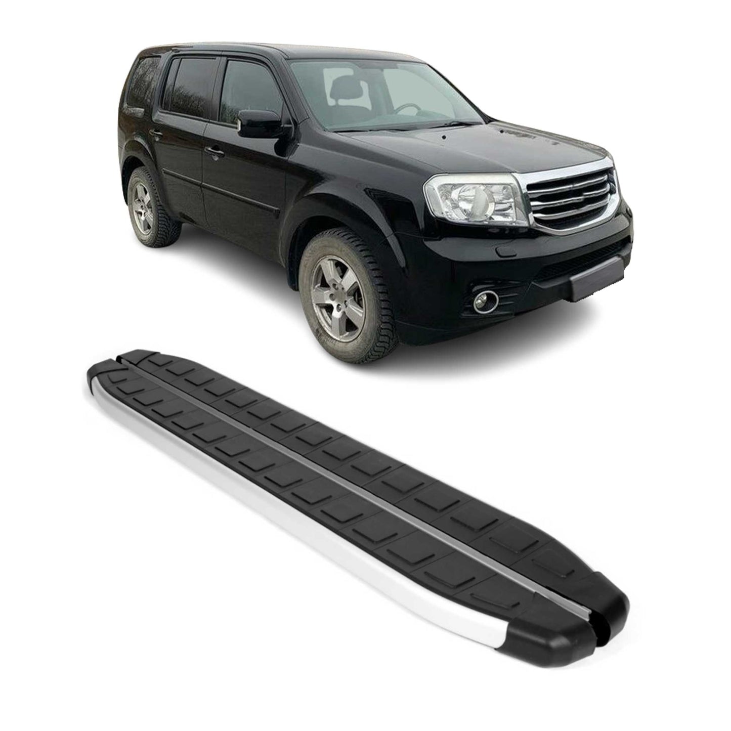 2009-2015 Honda Pilot Running Boards Side Steps Silver & Black