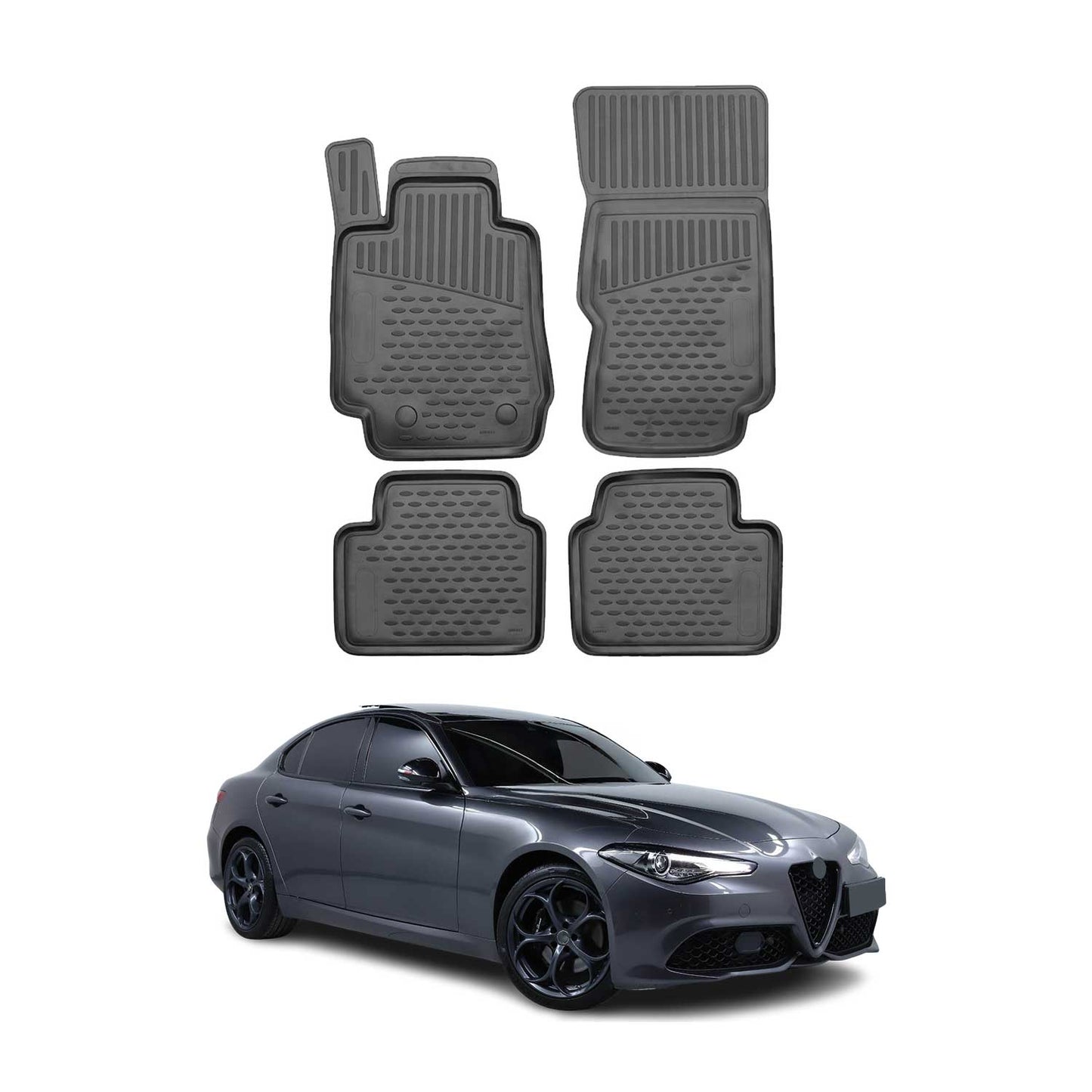 2017-2025 Alfa Romeo Giulia Floor Mats Liners Full Set All Weather Black