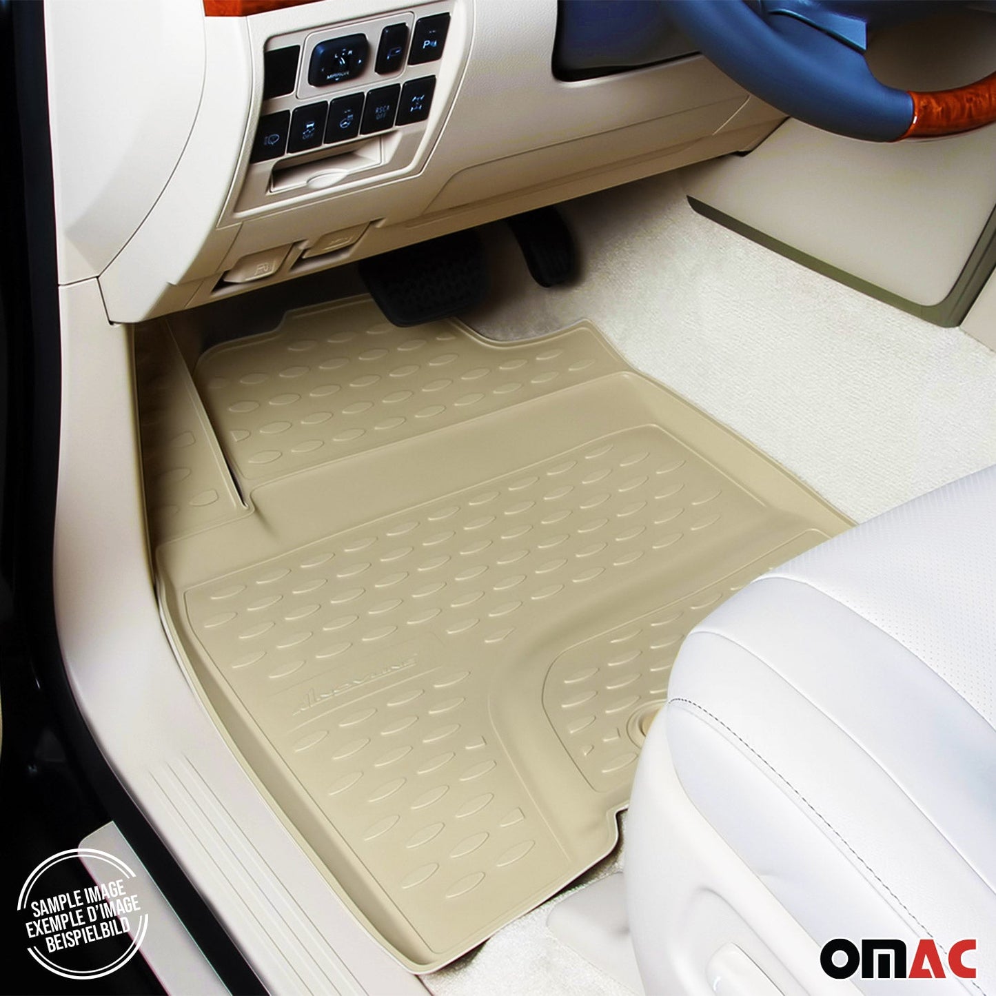 OMAC Custom Floor Mats & Cargo Liners for Toyota Highlander 2001-2007 Beige 4 Pcs 7091443-250BG