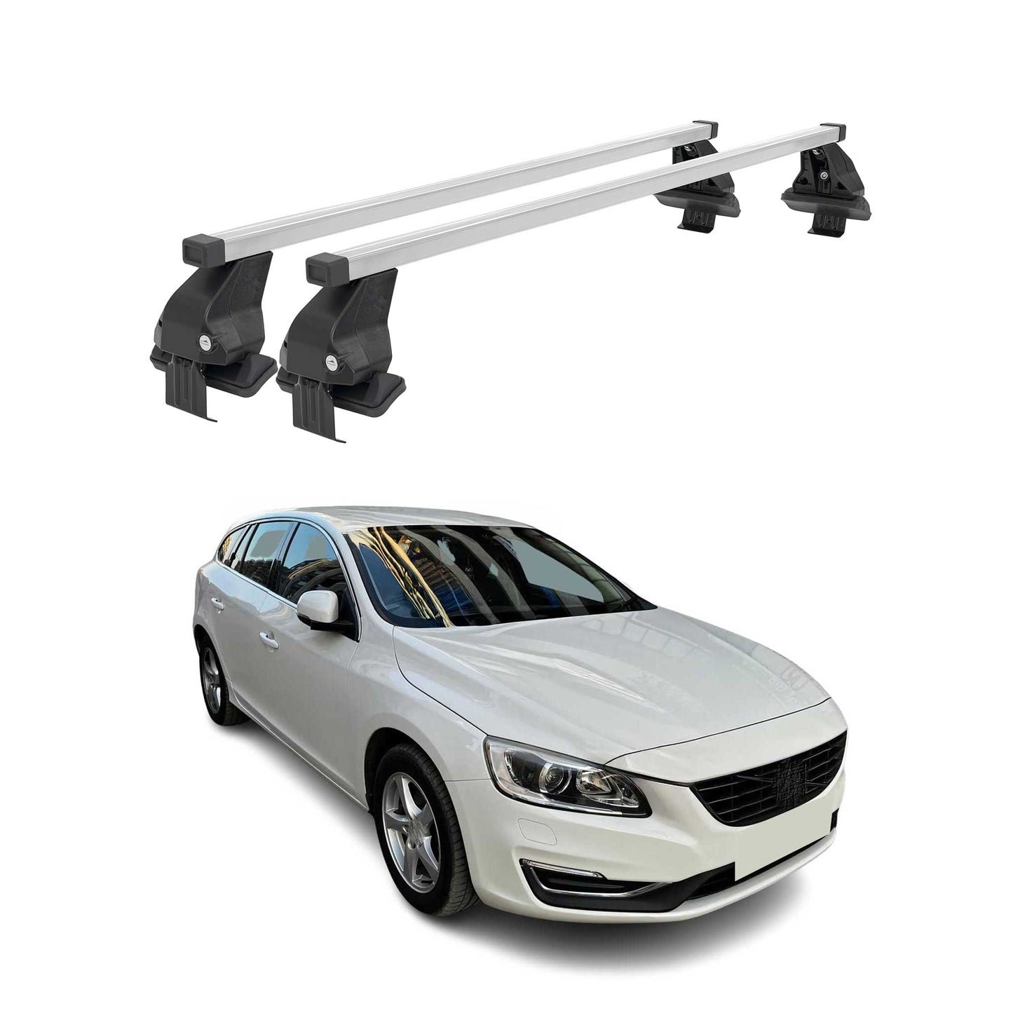 2015-2018 Volvo V60 Roof Rack Cross Bars Silver