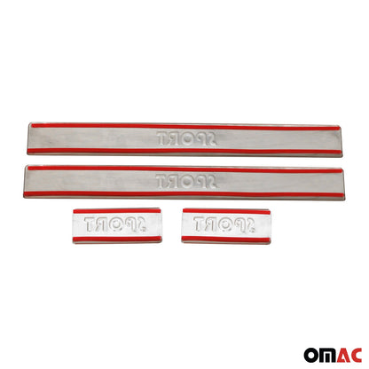 OMAC Door Sill Cover for Ford Chrome Scuff Protector Plate Trim Sport 4 Pcs U028562