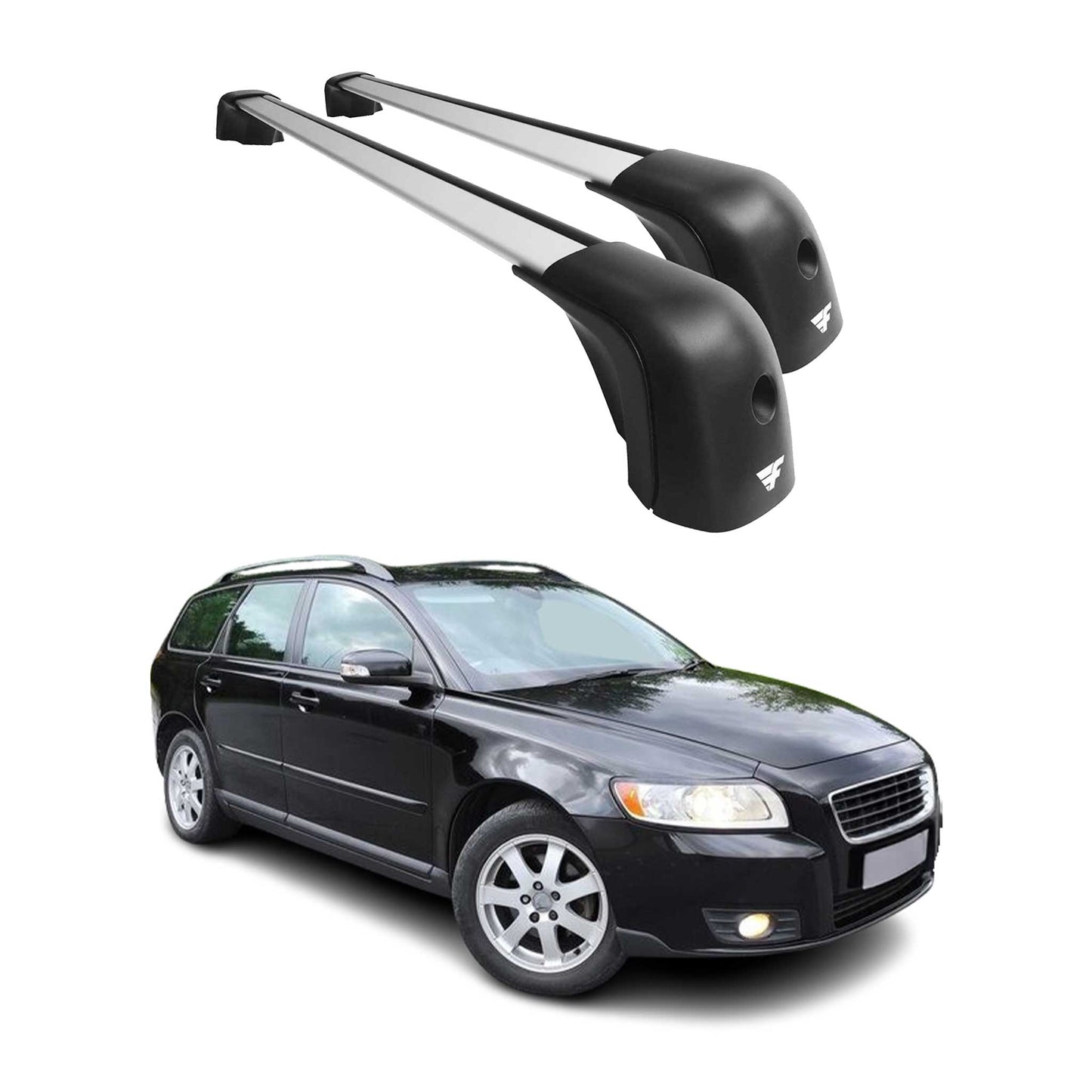 2005-2011 Volvo V50 Roof Racks Cross Bars Silver