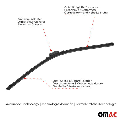 OMAC Front & Rear Windshield Wiper Blades Set for Toyota Prius 2012-2015 A050735