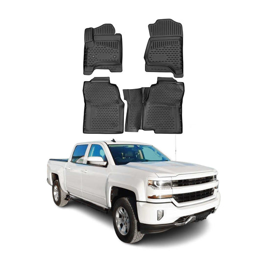 2014-2019 Chevrolet Silverado 1500 2500 3500 HD Crew Cab Floor Mats Liners Full Set All Weather