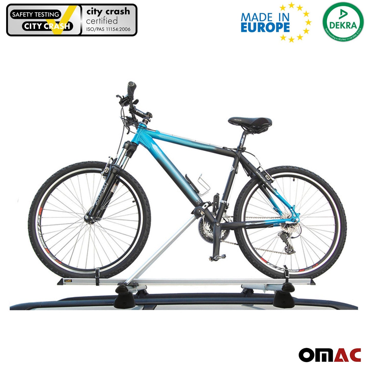 OMAC Bike Rack Carrier Roof Racks Set fits Nissan NP300 Navara 2016-2020 Gray 3x U020705