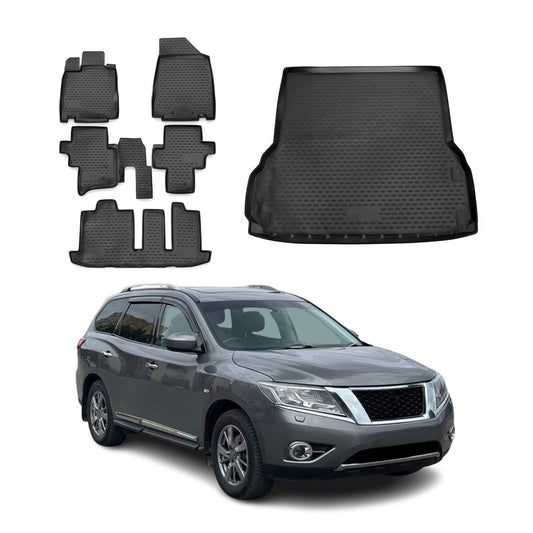 2013-2020 Nissan Pathfinder Floor Mats & Cargo Liner Full Set All Weather Black