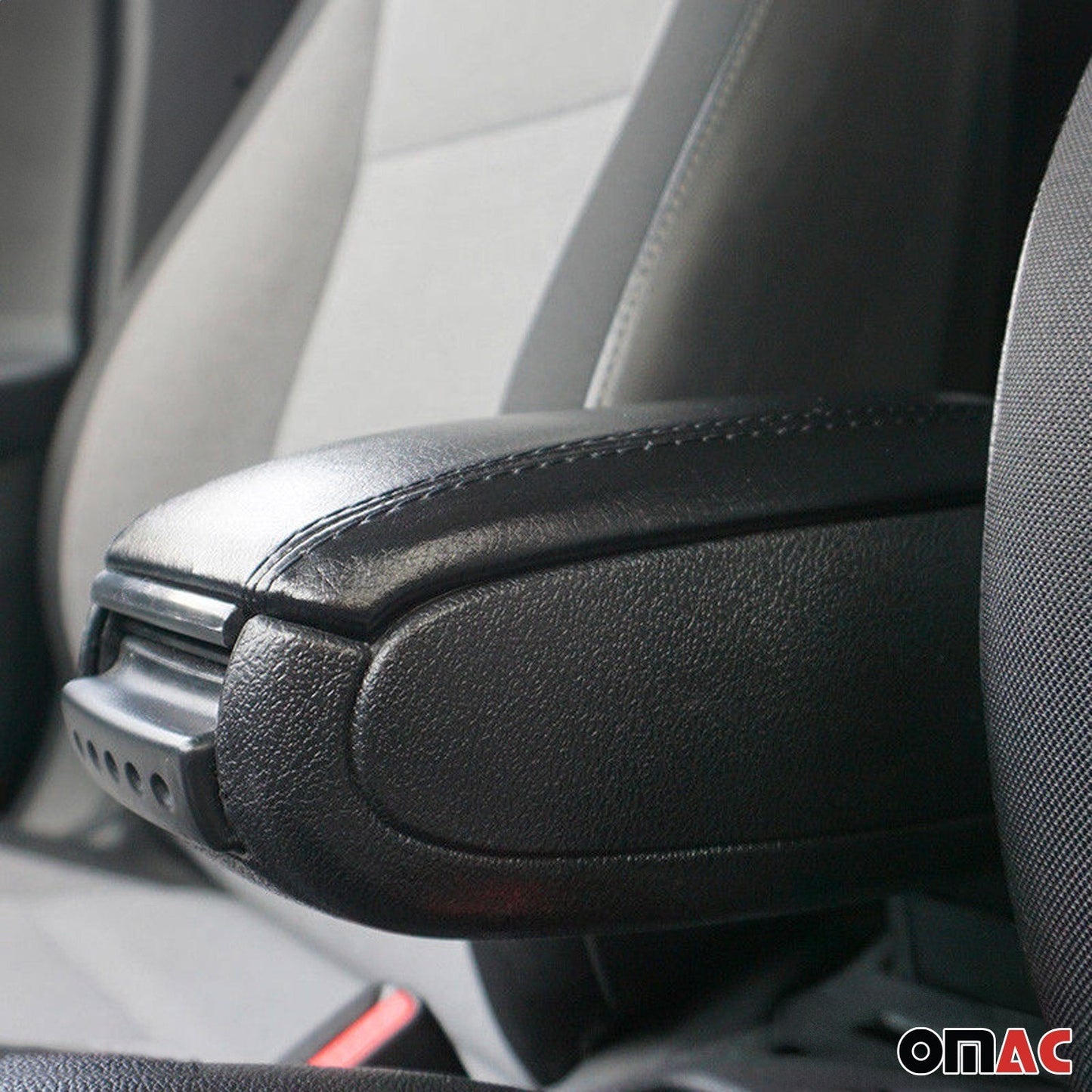 OMAC Black Leather Center Console Storage Armrest for Peugeot 308 2007-2014 '5709603