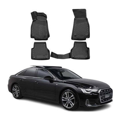 2019-2024 Audi A6 S6 RS6 Sedan Avant Allroad Floor Mats Liners Full Set All Weather Black