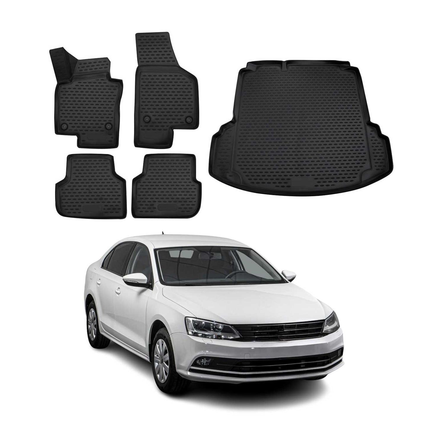 2011-2018 VW Jetta A6 Floor Mats & Cargo Liner Full Set All Weather Black