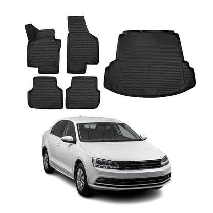 2011-2018 VW Jetta A6 Floor Mats & Cargo Liner Full Set All Weather Black