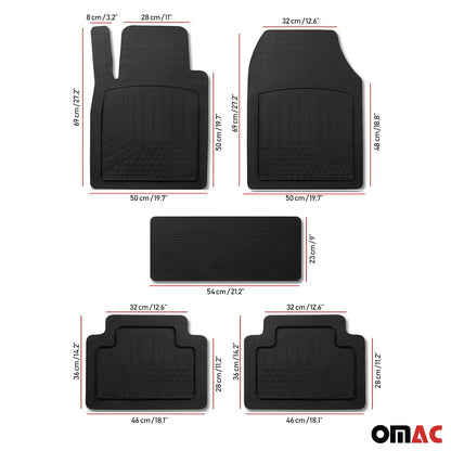 OMAC Trimmable Floor Mats Liner All Weather for Ford Maverick 2022-2024 Black 5Pcs U020445