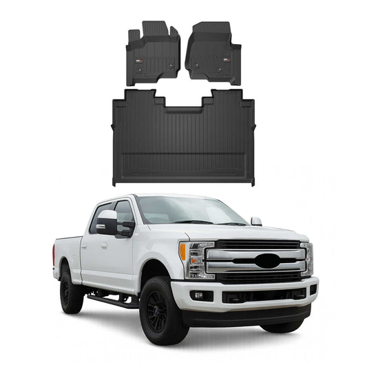2017-2025 Ford F-250 F-350 F-450 F-550 Super Duty Crew Cab Premium Floor Mats Liners Full Set All Weather Heavy Duty