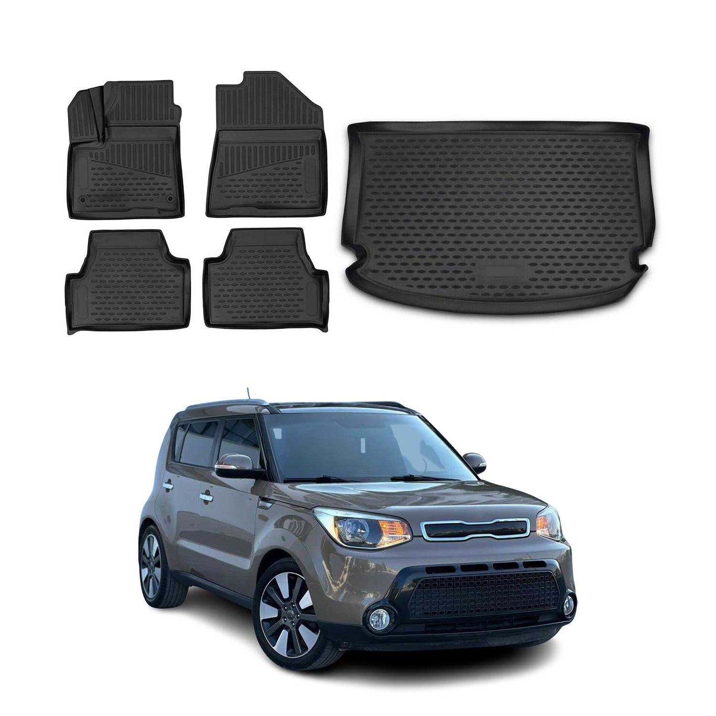 2014-2019 Kia Soul Floor Mats & Cargo Liner Full Set All Weather Black
