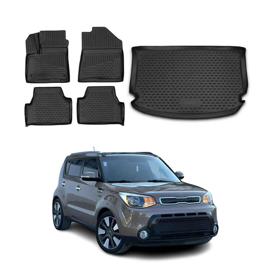2014-2019 Kia Soul Floor Mats & Cargo Liner Full Set All Weather Black