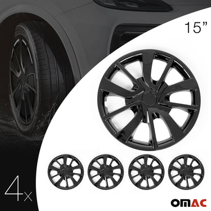 OMAC 15 Inch Wheel Covers Hubcaps for Subaru Black Gloss G002276