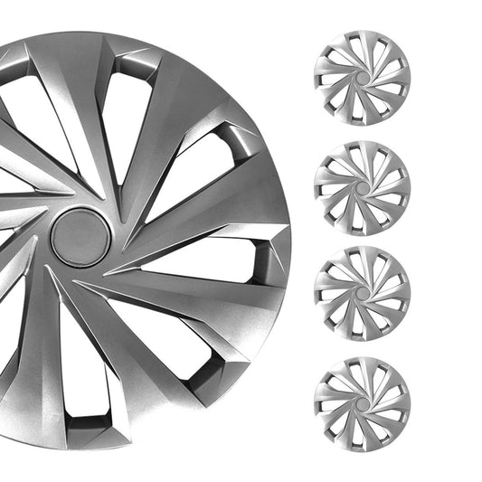 OMAC 15 Inch Wheel Rim Covers Hubcaps for Mini Silver Gray Gloss G002301