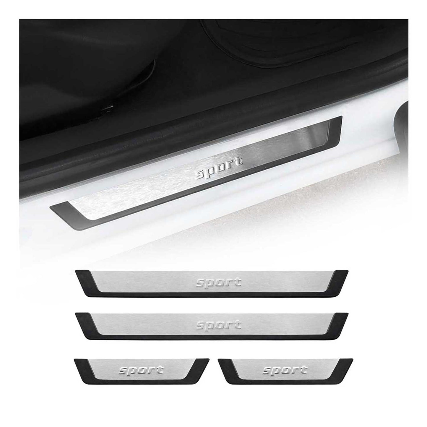 Mercedes C Class Door Sill Scuff Plate Scratch Protector Sport Brushed Stainless Steel 4Pcs