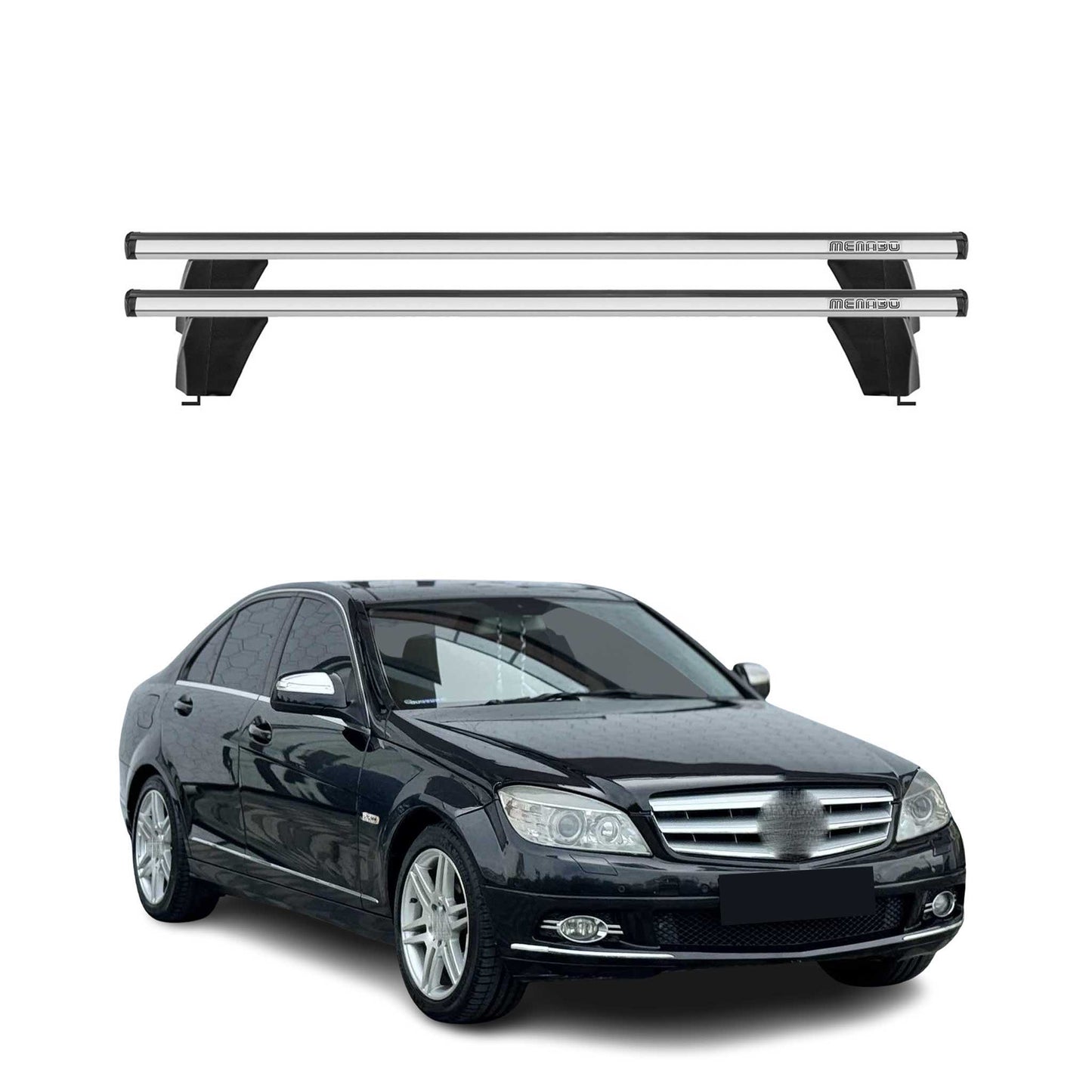 2010-2014 Mercedes C Class W204 Sedan Roof Rack Cross Bars Silver