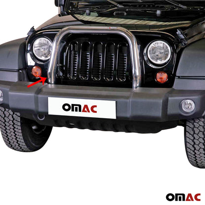 OMAC Bull Bar Push Front Bumper Grille for Jeep Wrangler 2007-2017 Silver 1 Pc 1706MSBB084F
