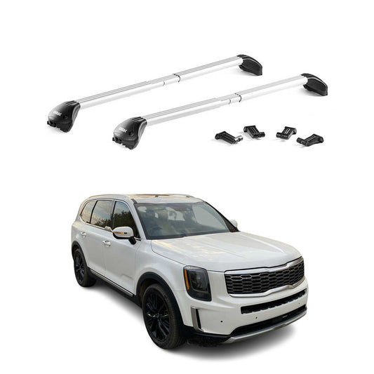 2020-2025	Kia	Telluride Roof Rack Cross Bars Silver Luggage Carrier 2 Pcs