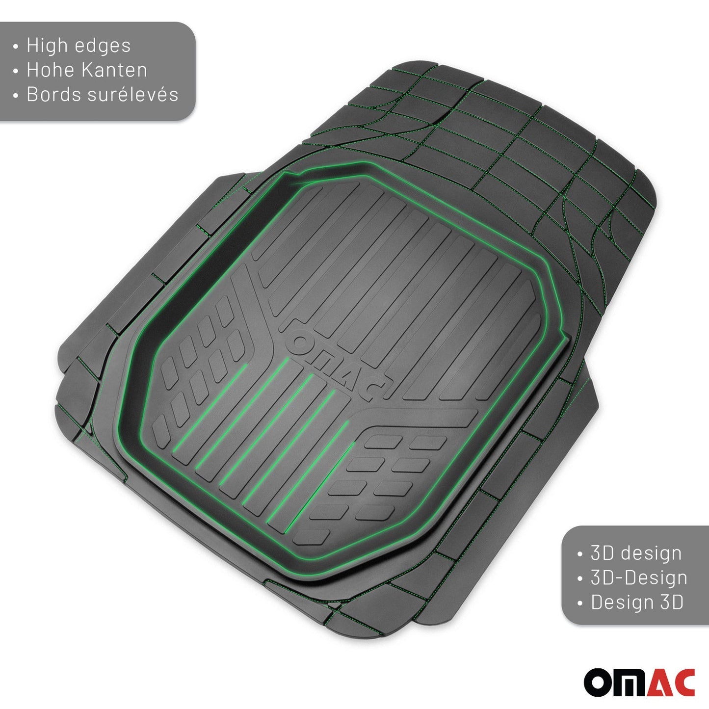 Toyota Sequoia Semi-Custom fit Floor Mats Liner All Weather 3D Black Waterproof 4Pcs