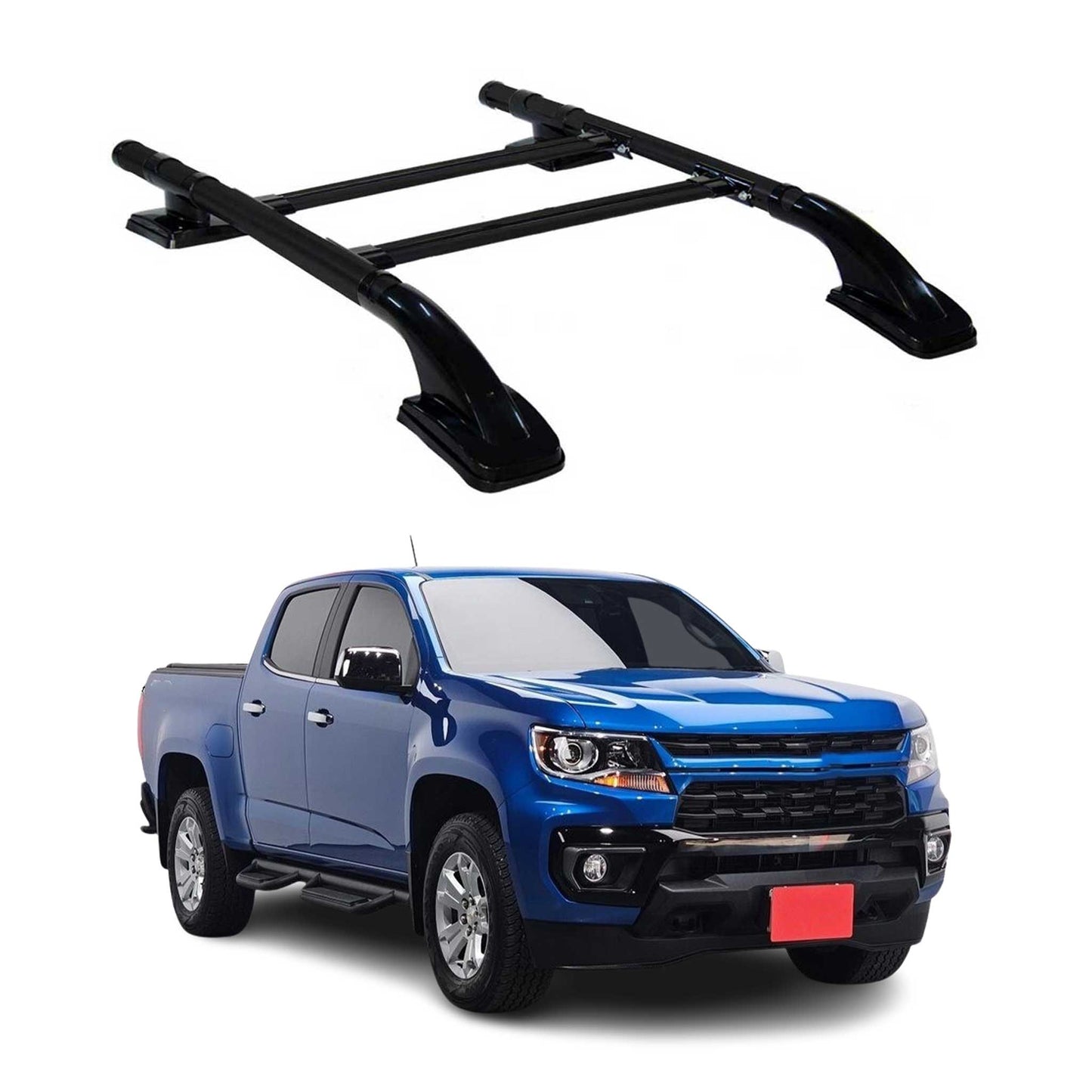 2023-2025 Chevrolet Colorado III Top Roof Rack Side Rails Black Alu 4Pcs