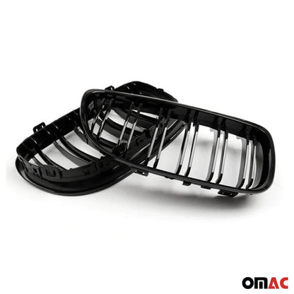 OMAC For BMW E90 E91 2009-2012 Front Kidney Grille M3 Style Gloss Black Dual Slat 1203P082MPB
