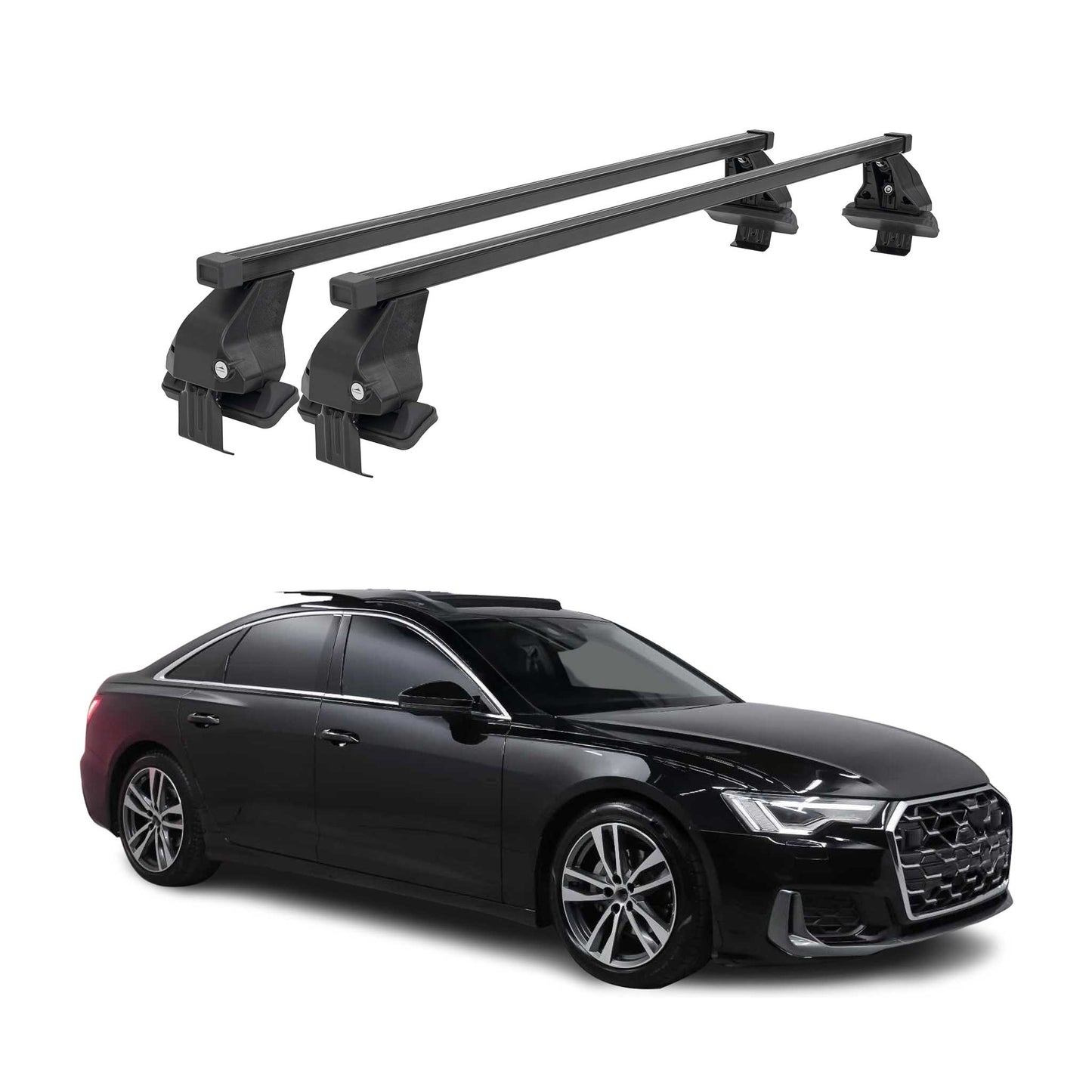 2019-2024 Audi A6 Sedan Roof Rack Cross Bars Black