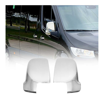 2019-2025 Mercedes Sprinter W907 910 Side Mirror Cover Caps Stainless Steel Silver 2Pcs