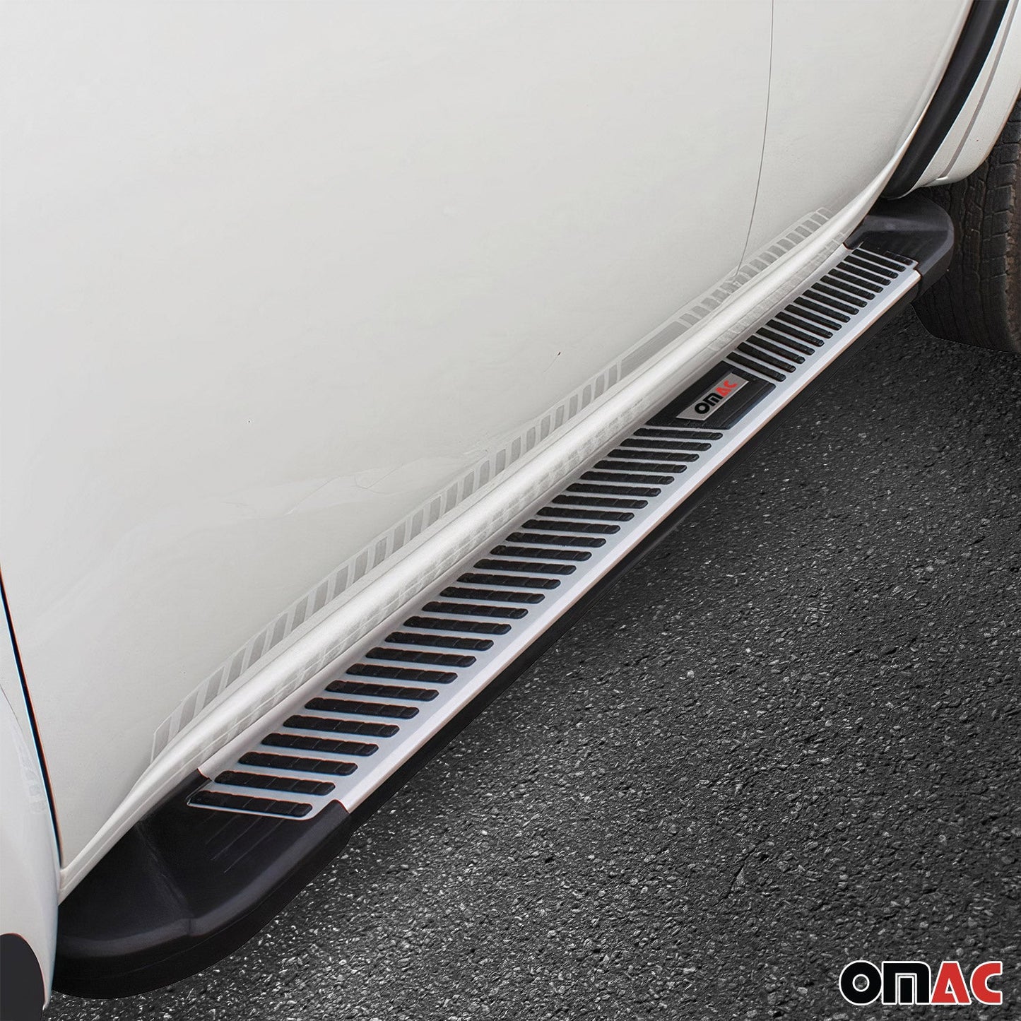 OMAC Side Step Nerf Bars Running Boards for Fiat 500L 2014-2020 Black Silver 2Pcs 2529985