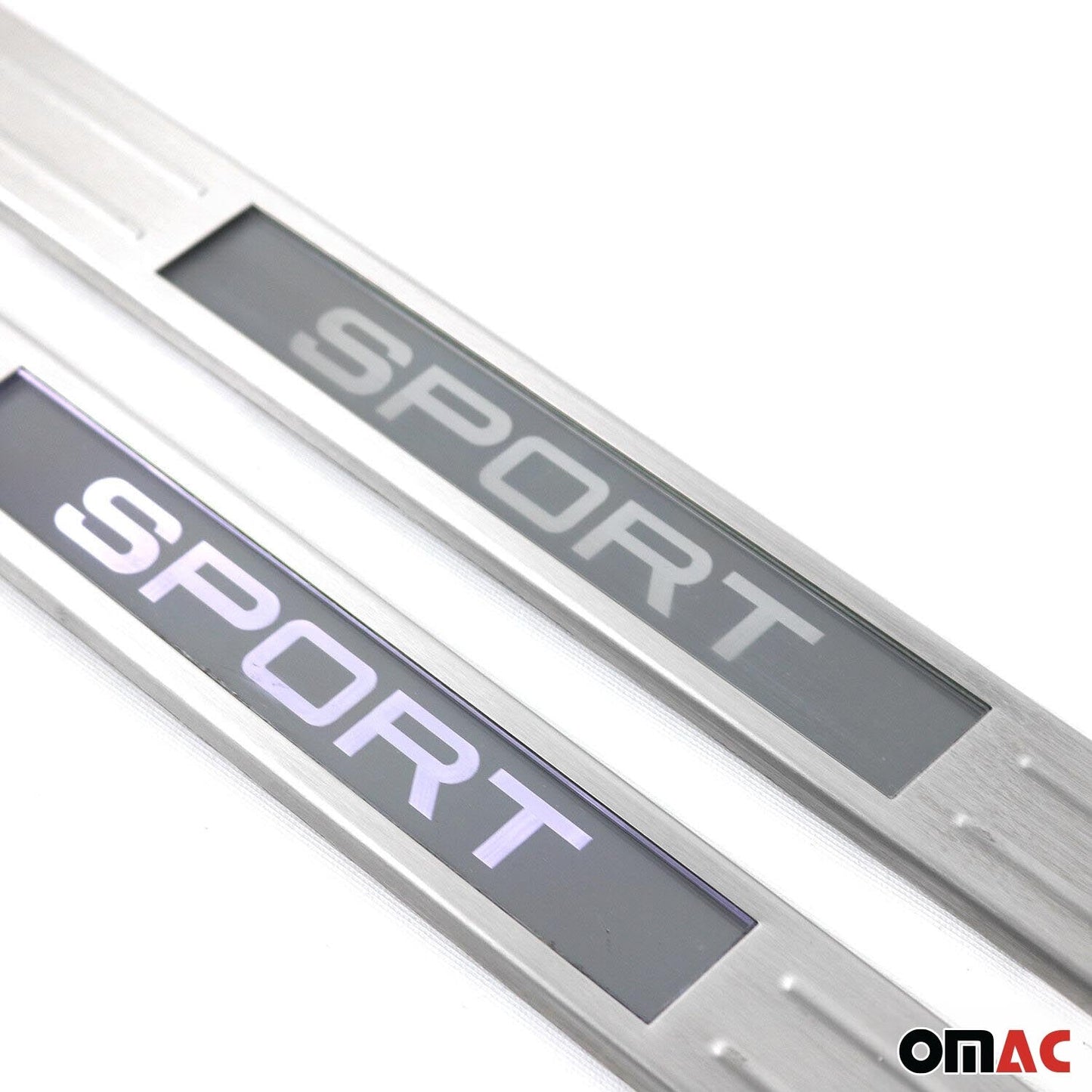 OMAC Door Sill Scuff Plate Illuminated for Ford Escape 2013-2016 Sport Steel 2x 9696090LST