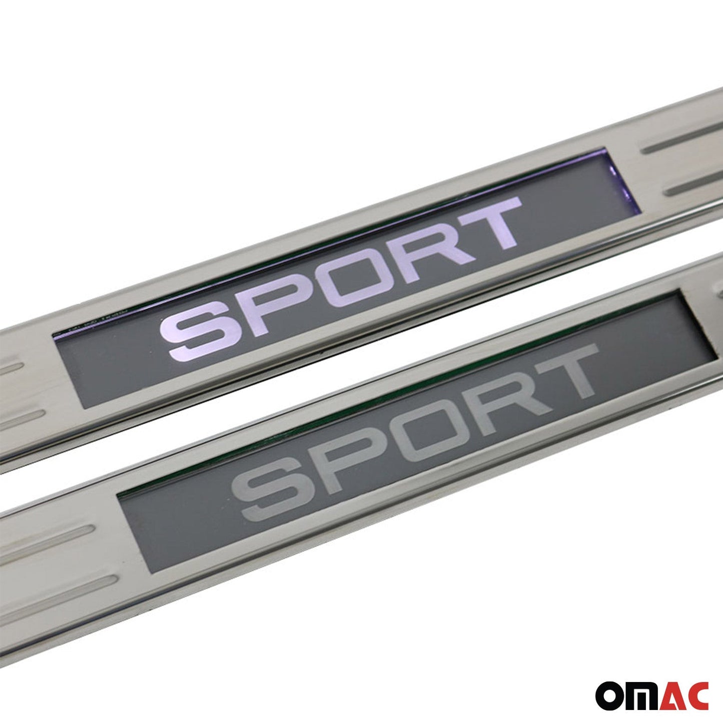 OMAC Chrome LED Illuminated SPORT Door Sill Cover Scuff Plate S.Steel 2 Pcs 9696090S