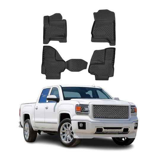 2014-2019 GMC Sierra Denali 1500/2500HD/3500HD 3gen. Double Cab Floor Mats Liners Full Set All Weather