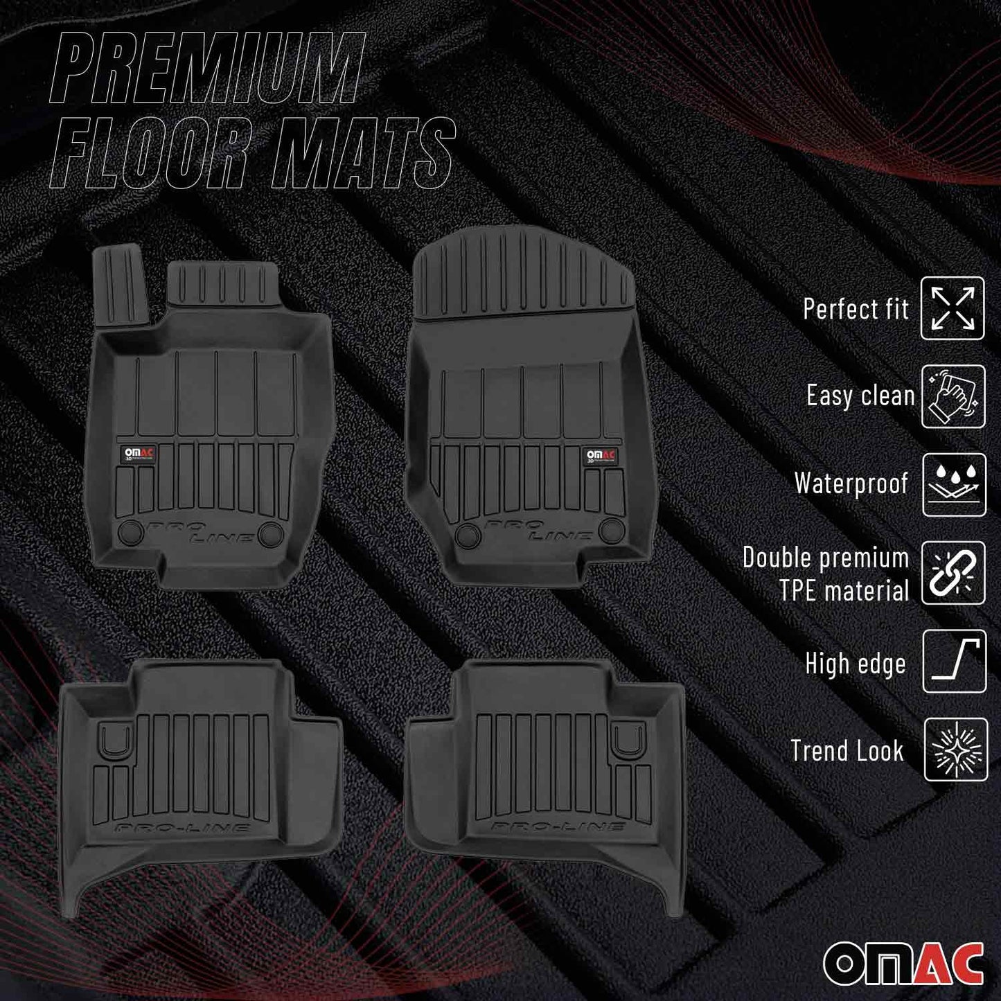 2005-2011 Mercedes M Class W164 Premium Floor Mats Liners Full Set All Weather Heavy Duty Black