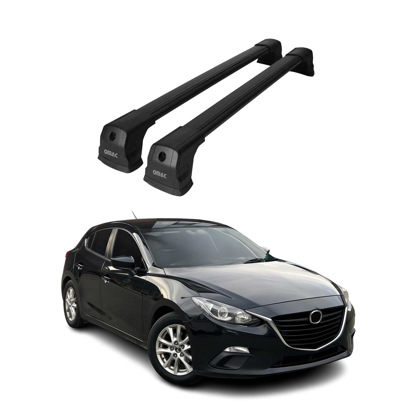 2014-2018 Mazda 3 Sedan Roof Rack Cross Bars Black
