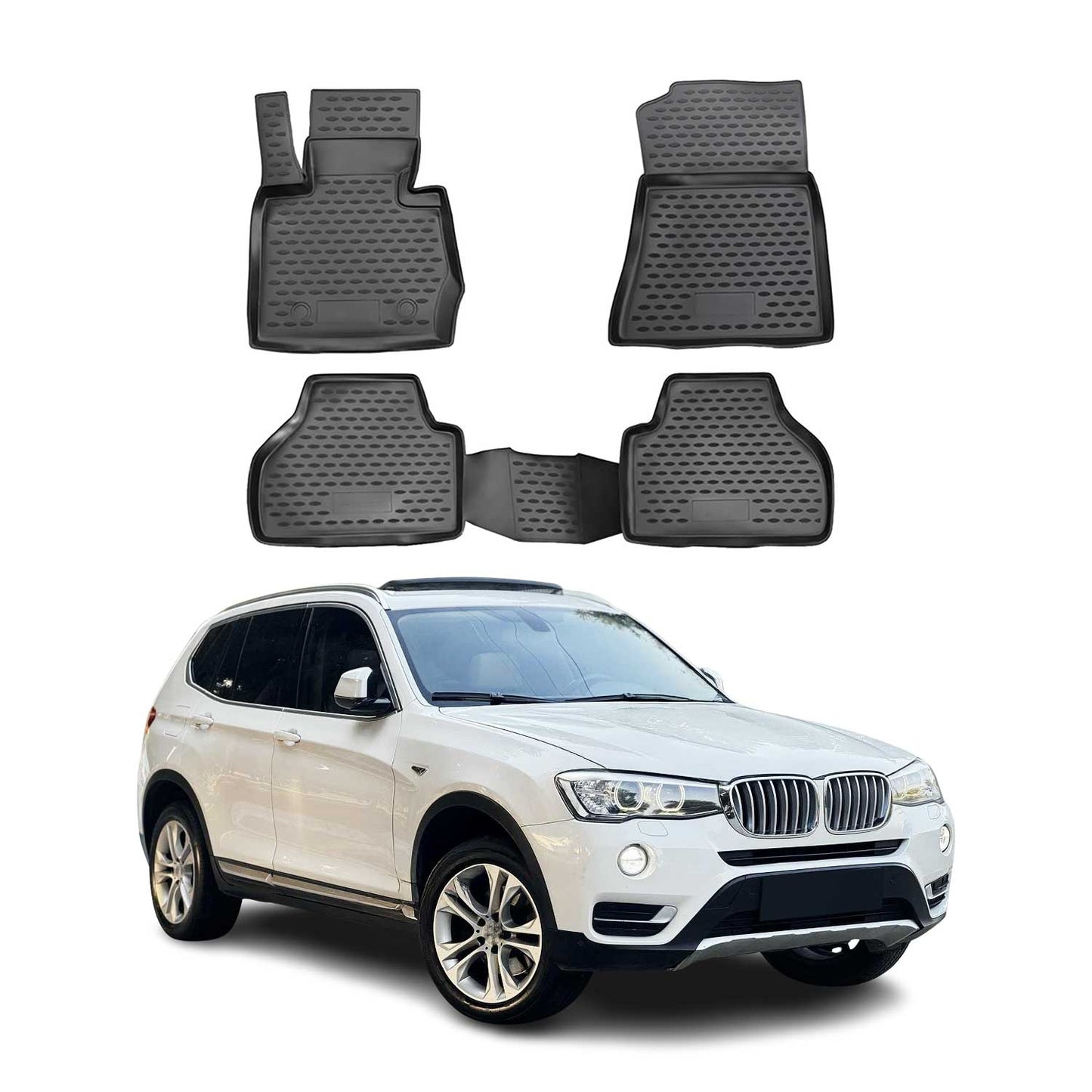 2011-2017 BMW X3 F25 Floor Mats Liners Full Set All Weather Black
