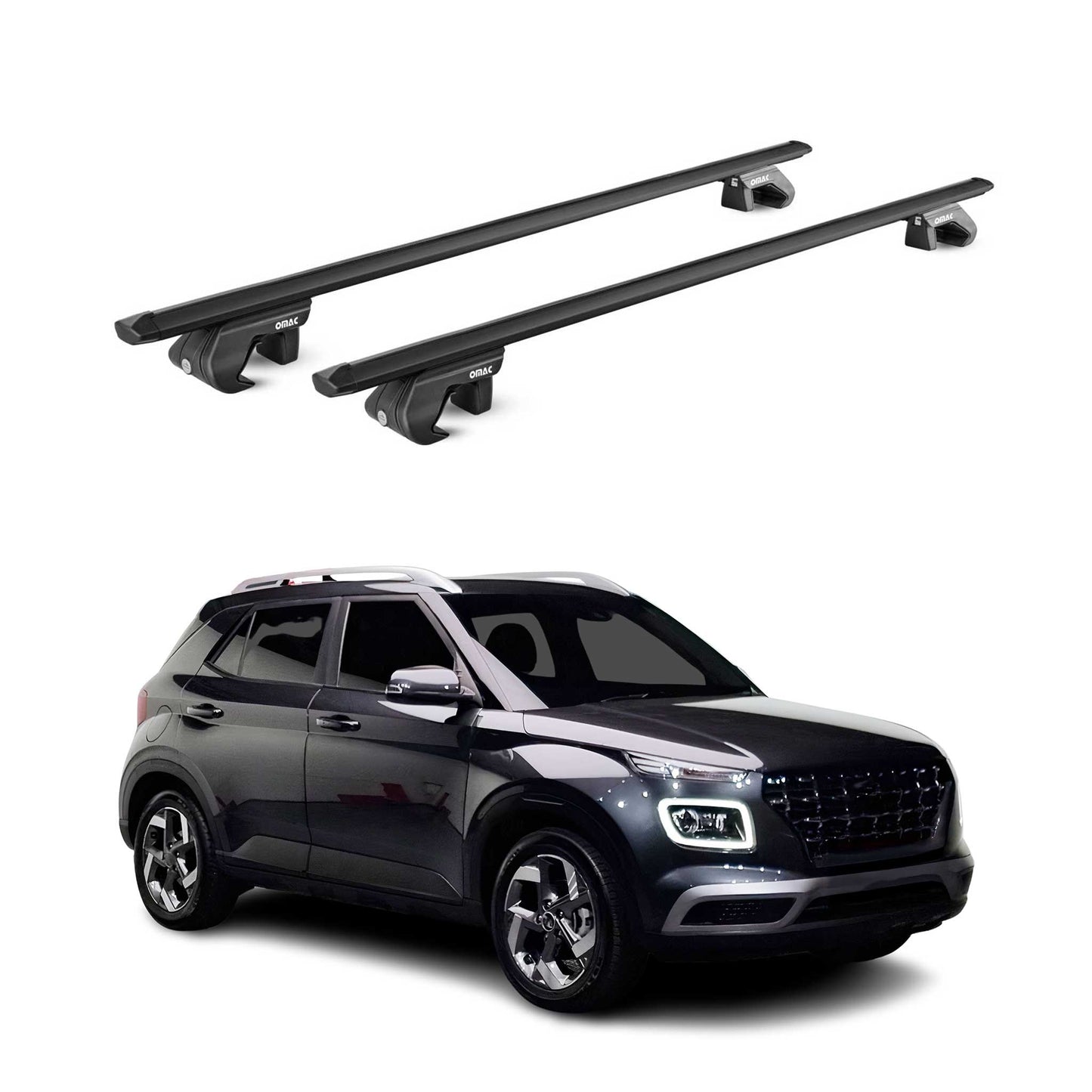 2020-2025 Hyundai Venue Roof Rack Cross Bars Black Luggage Carrier 2 Pcs