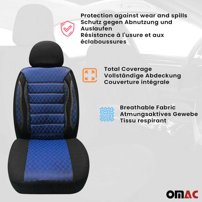 OMAC Front Car Seat Covers Protector for VW Eurovan 1993-2003 Black & Blue 2+1 A012047