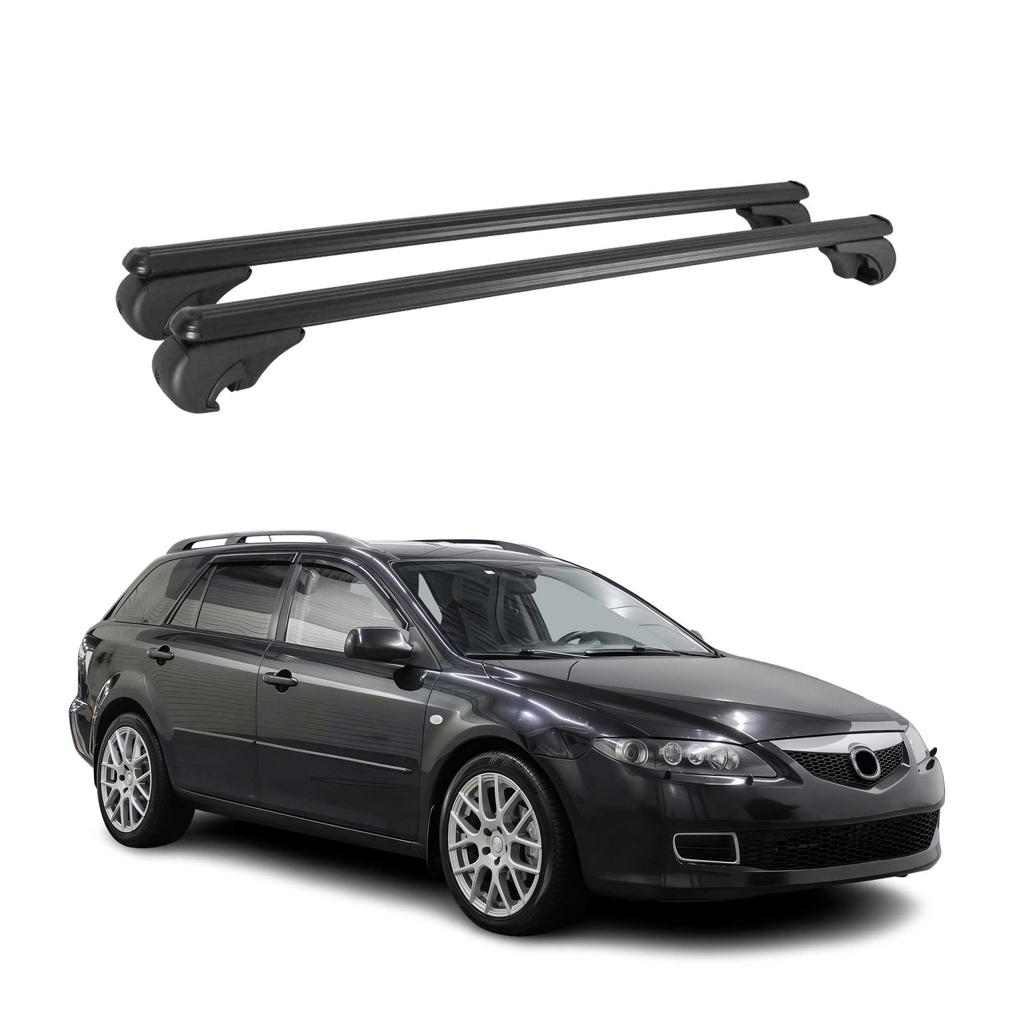 2003-2008 Mazda 6 Roof Rack Cross Bars Black