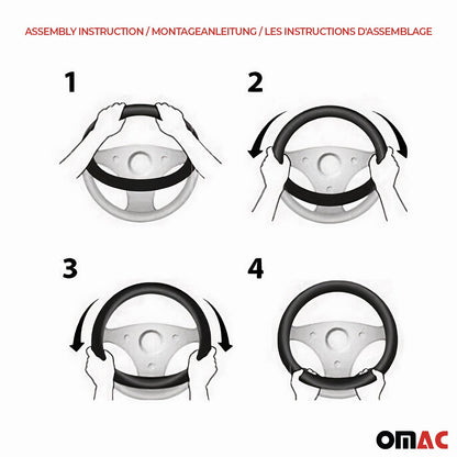 14.5-15.5’’ Steering Wheel Cover Black Dotted Leather Anti-slip Breathable