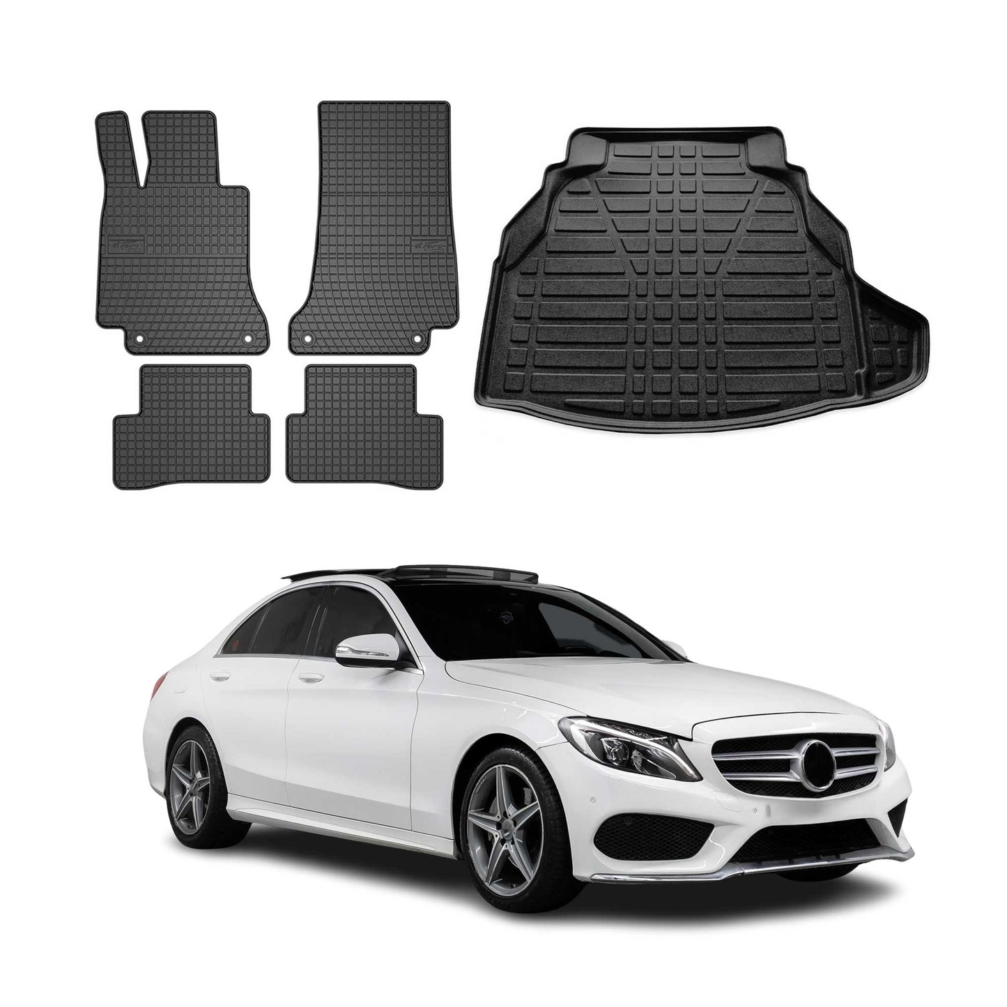 2015-2021 Mercedes C Class W205 Floor Mats & Cargo Liner Full Set All Weather