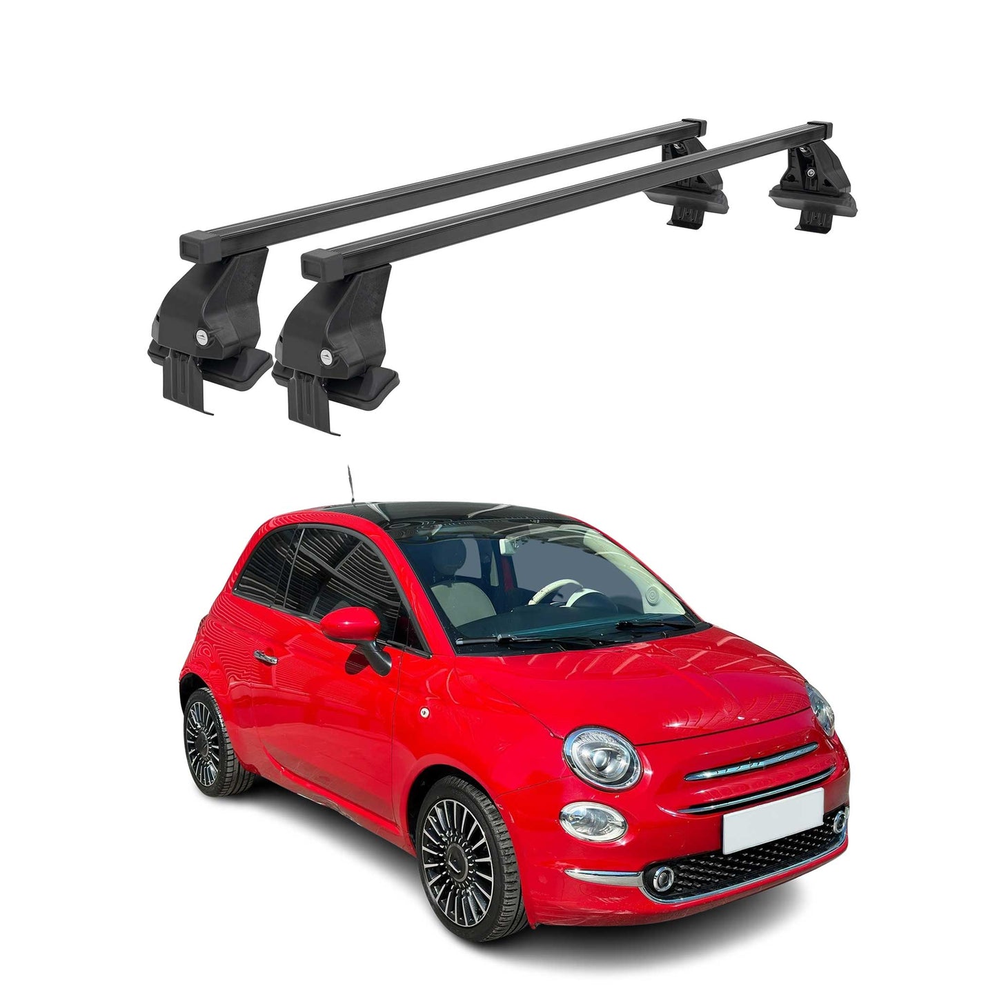 2017-2019 Fiat 500 Roof Rack Cross Bars Black