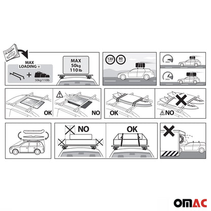 OMAC Fix Point Roof Racks for Mercedes CLA Shooting Brake X117 2015-2019 Alu Black U025898