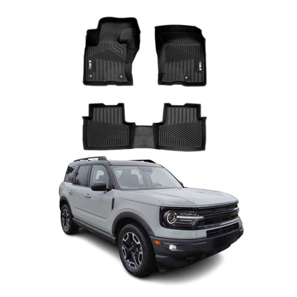 2021-2025 Ford Bronco Sport Premium Floor Mats Liners First and Second Row Set Black