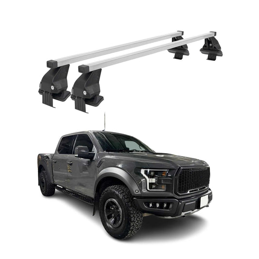 2015-2026 Ford F-150 SuperCab Roof Rack Cross Bars Silver