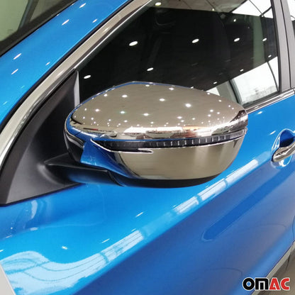 OMAC Side Mirror Cover Caps Fits Nissan Rogue 2014-2020 Chrome Silver 2 Pcs U003408