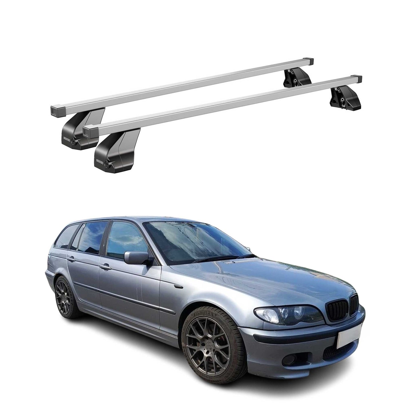 2000-2006 BMW 3 Series E46 Touring Roof Rack Cross Bars Silver